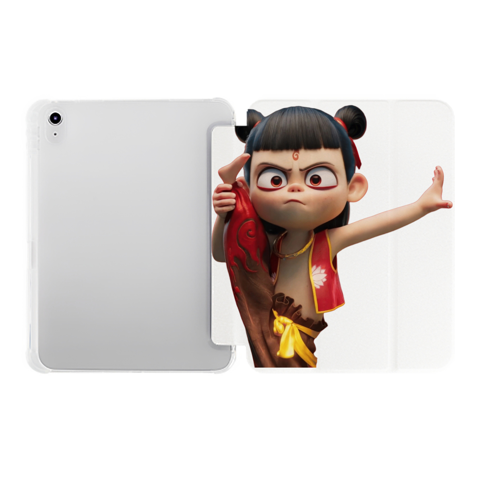 （画像用） Ne Zha 2 ナタ 魔童の大暴れ IPad ケース ペン収納付き 三つ折りスタンド PUレザー×シリコン 対応機種9.5/10.5/10.9インチ